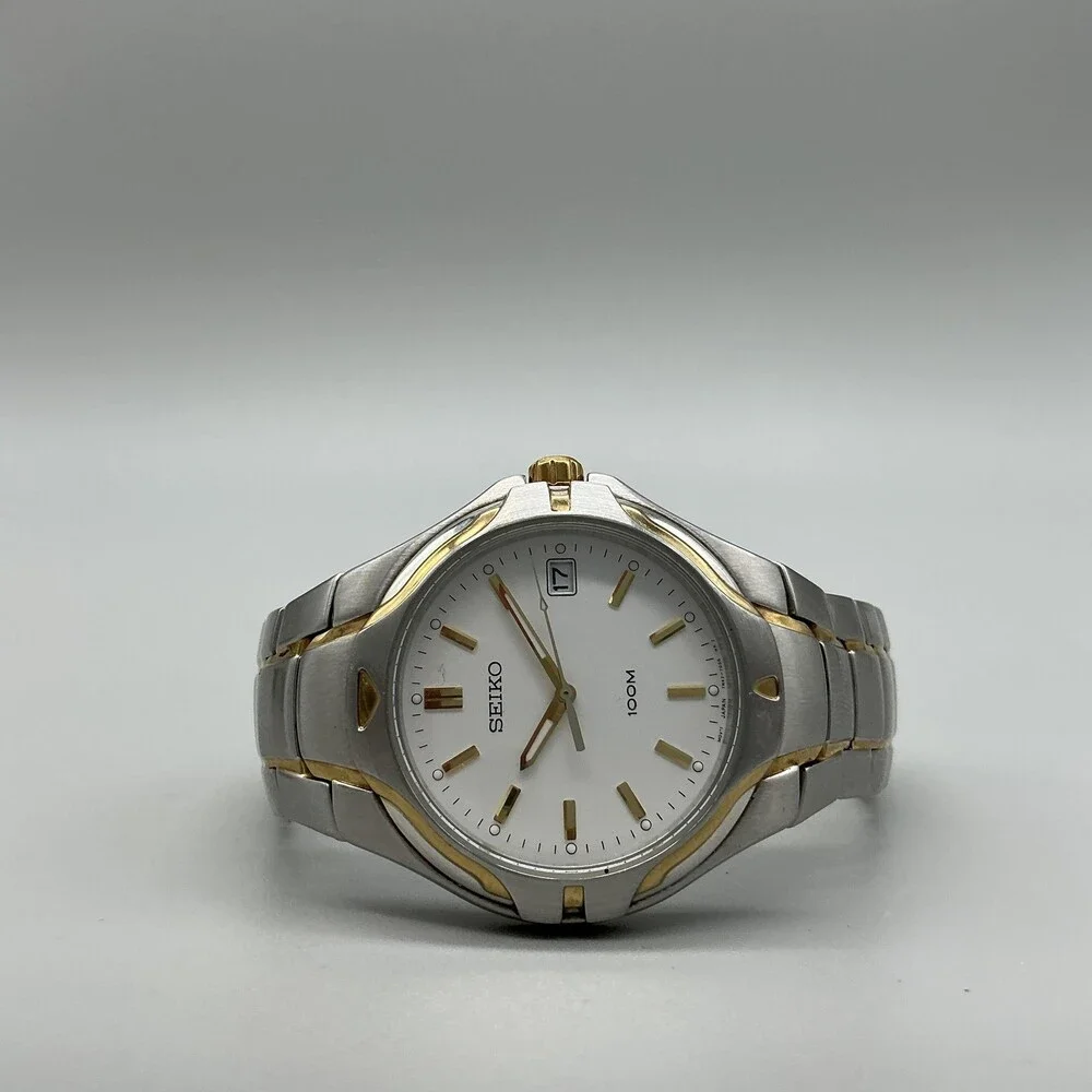 Seiko Mens Watch 38mm 7N42-7C00 Two Tone Stainless Date 100M New Battery 7